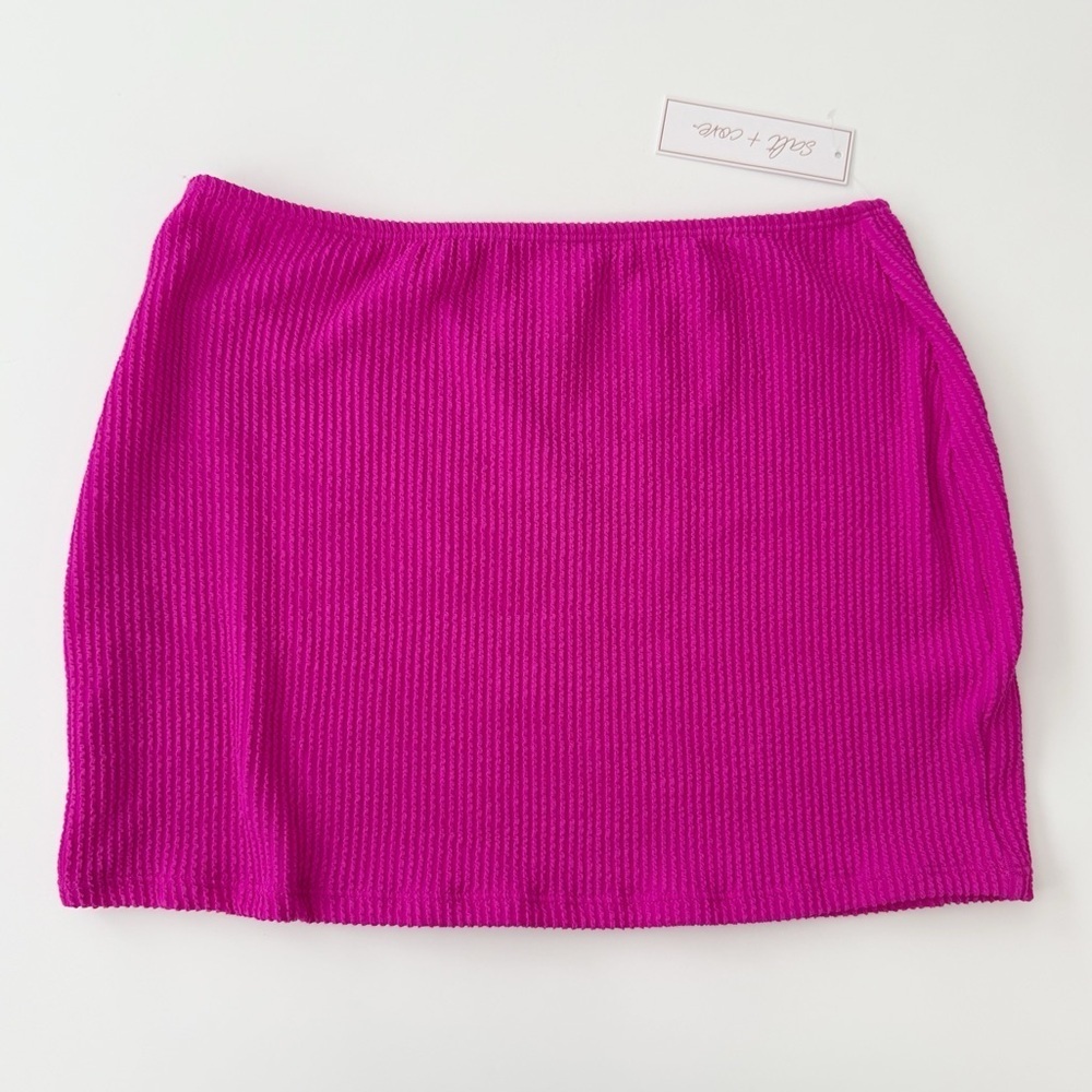 Salt + Cove Bikini Swim Skirt Junior Size XL Pink Crinkle Ribbed NWT